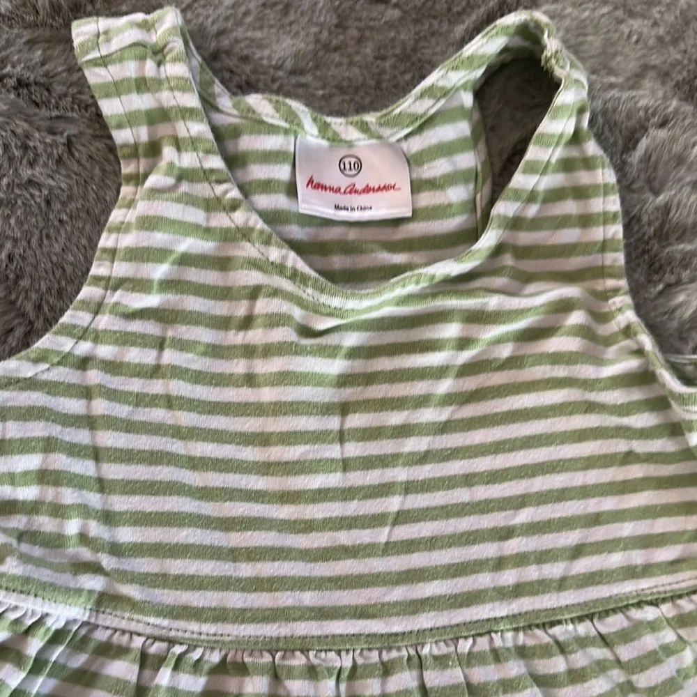 Hanna Andersson Green Striped Kids Dress - Picture 2 of 3